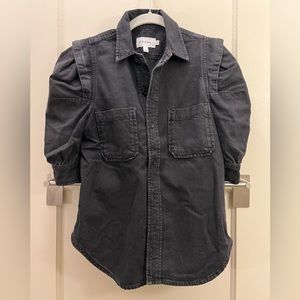Frame Denim Button Up Puff Sleeve Top